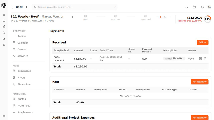 A notification arrives while the office is working another job, and clicking it opens the returned payment.